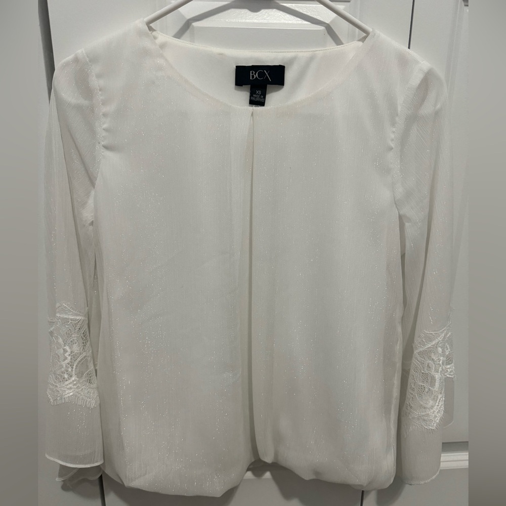 BCX White Blouse with Flowy Sleeves